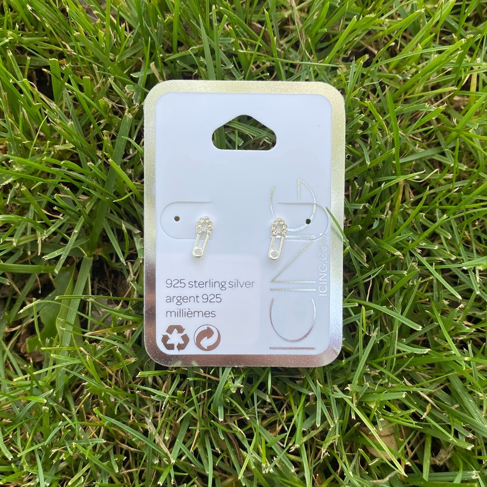 Safety Pin Sterling Silver Stud earrings